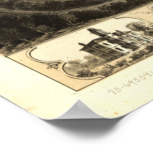 シダーラピッズアイオワ1868アンティークパノラママップ ポスター (角)