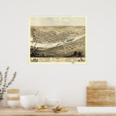 シダーラピッズアイオワ1868アンティークパノラママップ ポスター (キッチン)