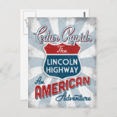 シダーラピッズリンカーンハイウェイヴィンテージアメリカアイオワ ポストカード (正面/裏面)