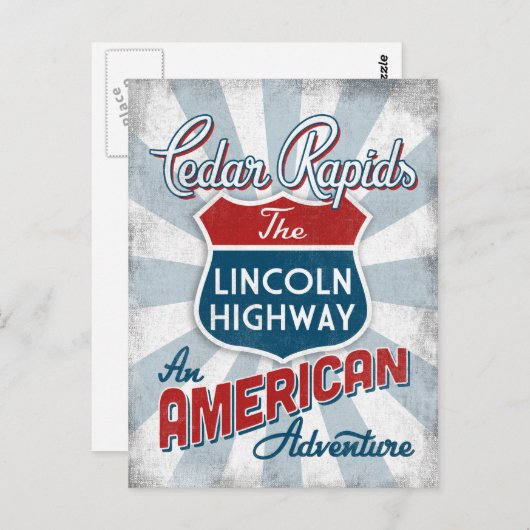 シダーラピッズリンカーンハイウェイヴィンテージアメリカアイオワ ポストカード (正面/裏面)