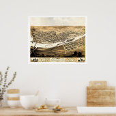 シダーラピッド， IAパノラママップ – 1868 ポスター (キッチン)