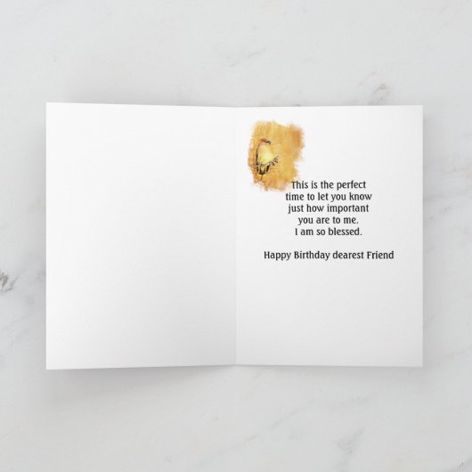 シダーワックスウィングウォーターカラーワンダントフレンド誕生日 カード (内部)