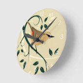 シダーワックスウィングスタイルバードアートデザイン ラウンド壁時計 (傾斜)