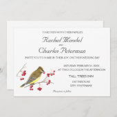 シダーワックスウィングバードアート結婚式招待状 招待状 (正面/裏面)