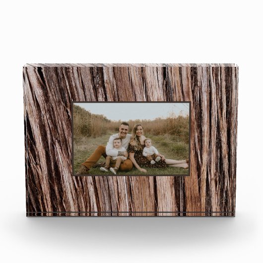 シダー素朴バーク自然木アウトドア模様 フォトブロック (正面)