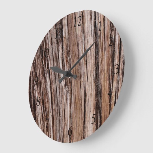 シダー素朴バーク自然木アウトドア模様 ラージ壁時計 (傾斜)