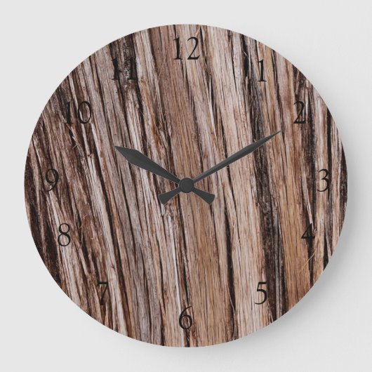 シダー素朴バーク自然木アウトドア模様 ラージ壁時計 (正面)