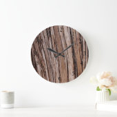 シダー素朴バーク自然木アウトドア模様 ラージ壁時計 (ホーム)