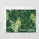 シダ付きのワルワリア || ダークグリーンカスタム ノートカード (正面)