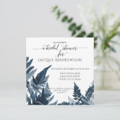 シダ植物ブライダルシャワーコーンフラワースカイブルー 招待状 (スタンド正面)