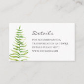 シダ結婚の詳細。水彩森林植物学 エンクロージャーカード (正面)