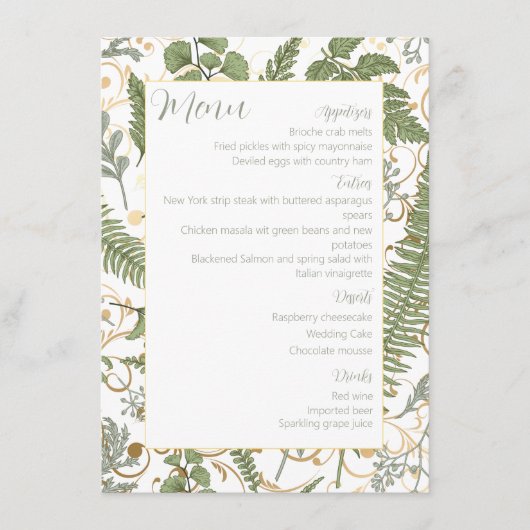 シダ花柄 メニュー (正面)