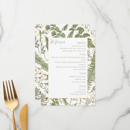 シダ花柄 メニュー (正面/裏面インサイチュ)