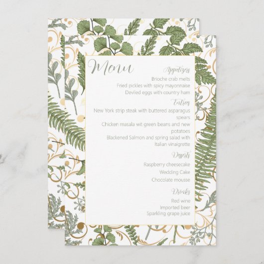 シダ花柄 メニュー (正面/裏面)