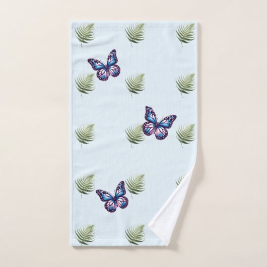シダ葉と蝶 ハンドタオル (ハンドタオル)