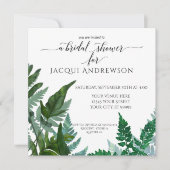 シダ葉植物ブライダルシャワー|正方形 招待状 (正面)
