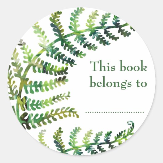 シダ蔵書票シール ラウンドシール (正面)