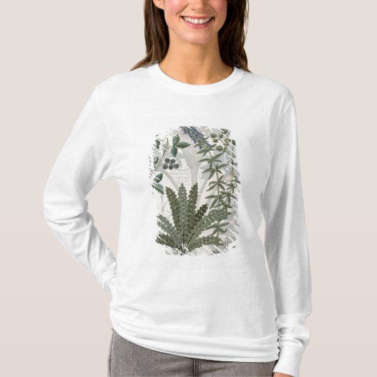 シダ、キイチゴおよび花 Tシャツ (正面)