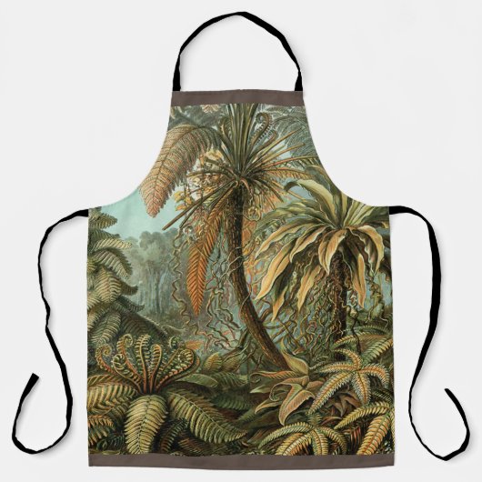 シダ ヤシの木 アンティーク 植物画 シダ アート エプロン (正面)
