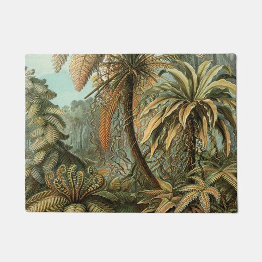 シダ ヤシの木 アンティーク 植物画 シダ アート ドアマット (正面)