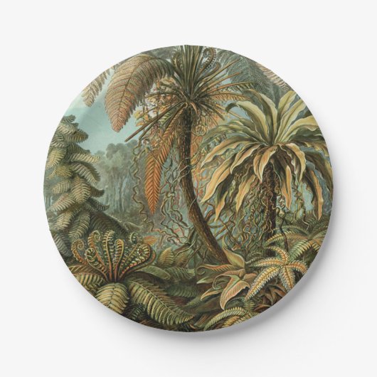 シダ ヤシの木 アンティーク 植物画 シダ アート ペーパープレート (正面)