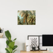 シダ ヤシの木 アンティーク 植物画 シダ アート ポスター (ホームオフィス)
