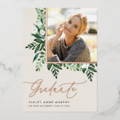 シダ |写真卒業のお知らせ 箔招待状 (正面)