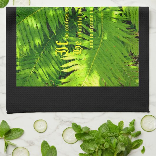 シダ， 1ヨハネ1:9 キッチンタオル (折り畳み)