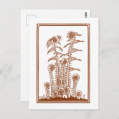 シダ（1920年） Julie de GraagヴィンテージWoodcut著 ポストカード (正面/裏面)