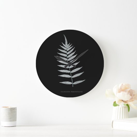 シダ – Polypodyum Fraxinifolium - X線効果–08 ラージ壁時計 (ホーム)