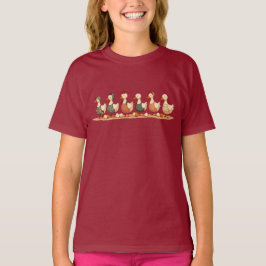 シチメンチョウのメスは6羽 カットアウト ステンシル風 デザイン4 Tシャツ