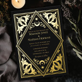 シチュアルアールヌーボータロット結婚ゴシック 箔招待状