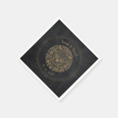 シチュアルブラック金ゴールドフローラスカルゴシック スタンダードカクテルナプキン (角)