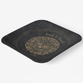 シチュアルブラック金ゴールドフローラスカルゴシック ペーパープレート (傾斜あり)