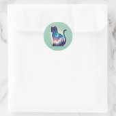 シチュアル猫 – Dreamy Double Exposure Artシール ラウンドシール (バッグ)