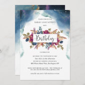 シチュアル誕生日、ジュエルトーンフローラ 招待状 (正面/裏面)