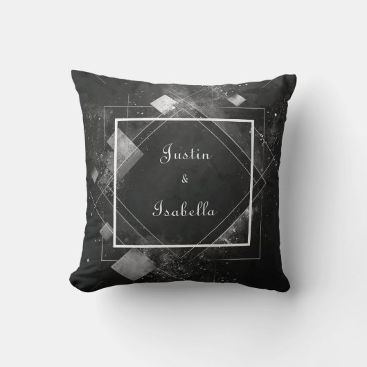 シチュラルスプラッシュエレガントジオメトリック結婚ブラック クッション (正面)