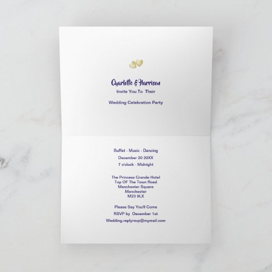 シチリアでの結婚披露結婚したパーティー後 招待状 (内部)