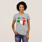 シチリアとフラグイタリアンカラーTシャツの地図 Tシャツ (正面フル)