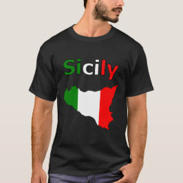 シチリアと旗の色イタリアンの地図 Tシャツ