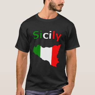シチリアと旗の色イタリアンの地図 Tシャツ