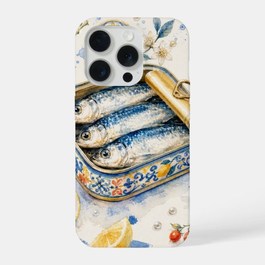 シチリアのイワシの水彩画 iPhoneケース (裏面)