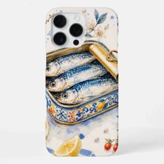 シチリアのイワシの水彩画 iPhoneケース (裏面)