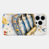 シチリアのイワシの水彩画 iPhoneケース (裏面横)