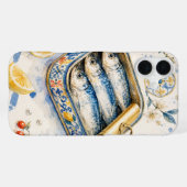 シチリアのイワシの水彩画 iPhoneケース (裏面横)