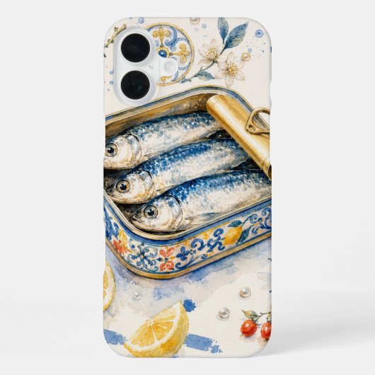 シチリアのイワシの水彩画 iPhoneケース (裏面)