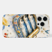 シチリアのイワシの水彩画 iPhoneケース (裏面横)