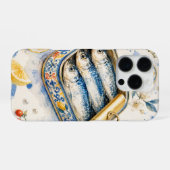 シチリアのイワシの水彩画 iPhoneケース (裏面横)