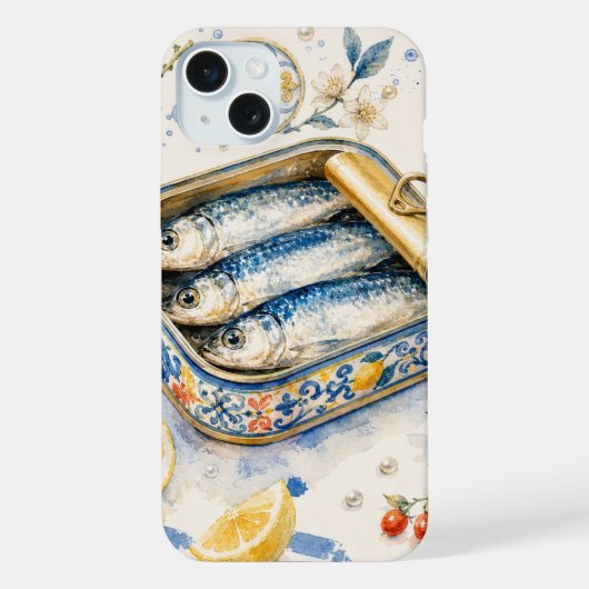 シチリアのイワシの水彩画 iPhoneケース (裏面)