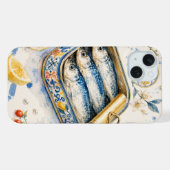 シチリアのイワシの水彩画 iPhoneケース (裏面横)